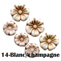 14- Fleur en verre de Bohème 7MM/9MM - Blanc/champagne
