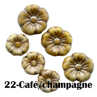 22- Fleur en verre de Bohème 7MM/9MM - Café/champagne