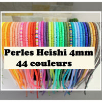 Fils de perles Heishi, 400 à 450 rondelles polymère de 4mm, environ 45cm