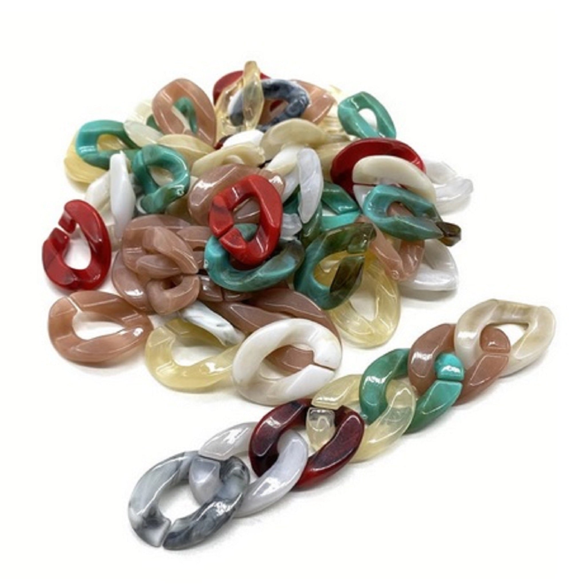 Maillons de chaines 23mm vert mousse marbré | Bubble-sprint