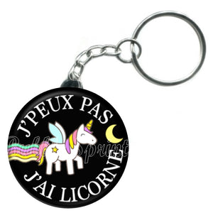Porte-clés J'peux pas j'ai licorne