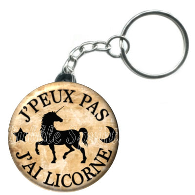 Porte-clés J'peux pas j'ai licorne