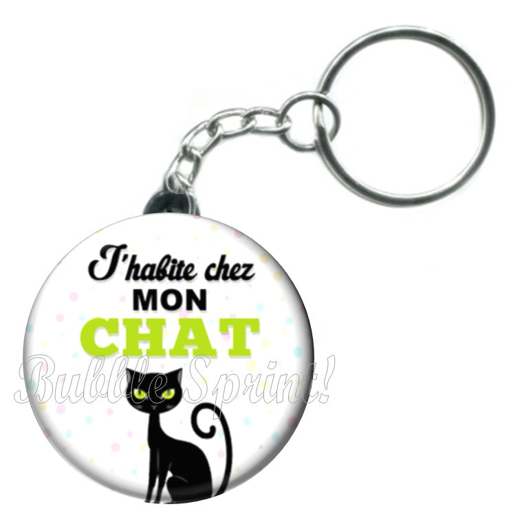 Porte-clés J'habite chez mon chat