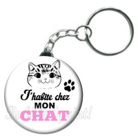 Porte-clés J'habite chez mon chat