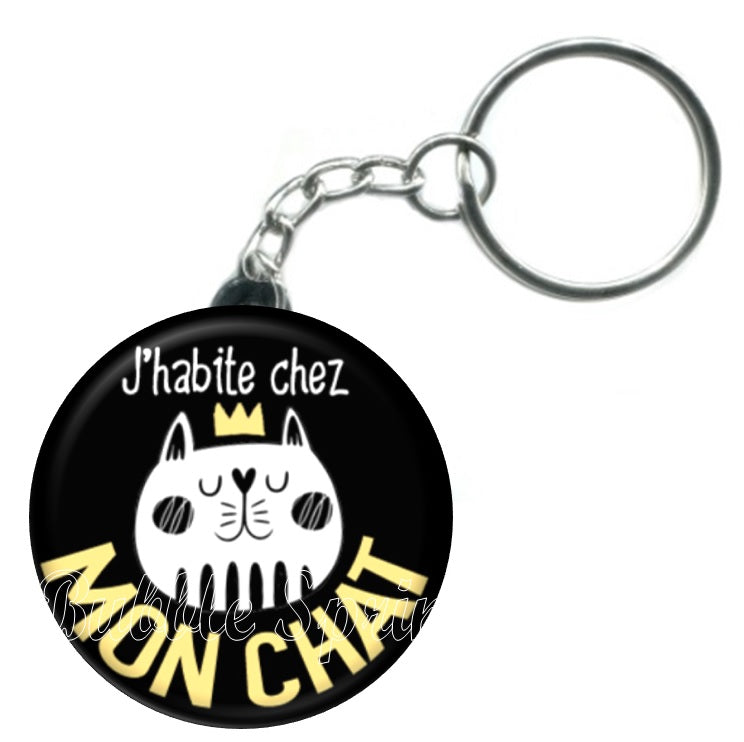 Porte-clés J'habite chez mon chat