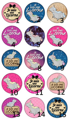 Cabochon en verre je suis une licorne