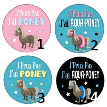 Cabochon en verre j'peux pas j'ai aqua-poney