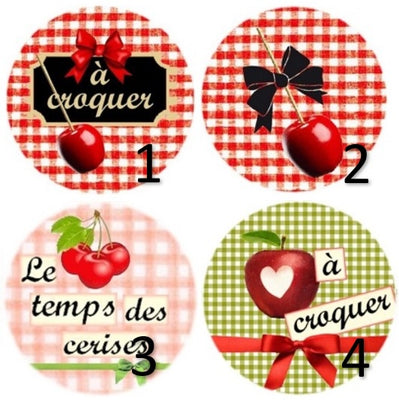 Cabochon en verre cerises, fruits rouges