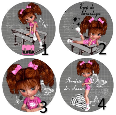 Cabochon en verre miss école