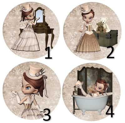 Cabochon en verre miss victorienne